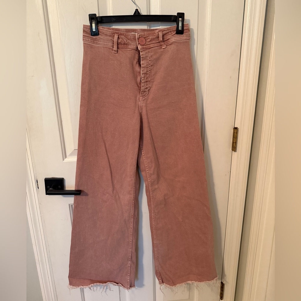 Zara Dusty Rose Marine Wide Leg Jeans size 6